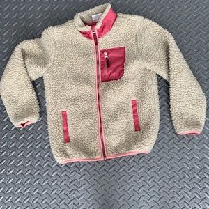 Hanna Andersson Girl’s Cream/Pink Fleece Jacket. Sz 140 (US10).